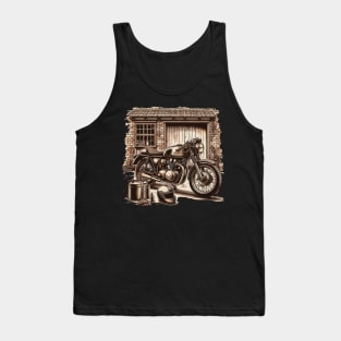 Motorcycle, Retro Garage Vintage Biker Art Tank Top
